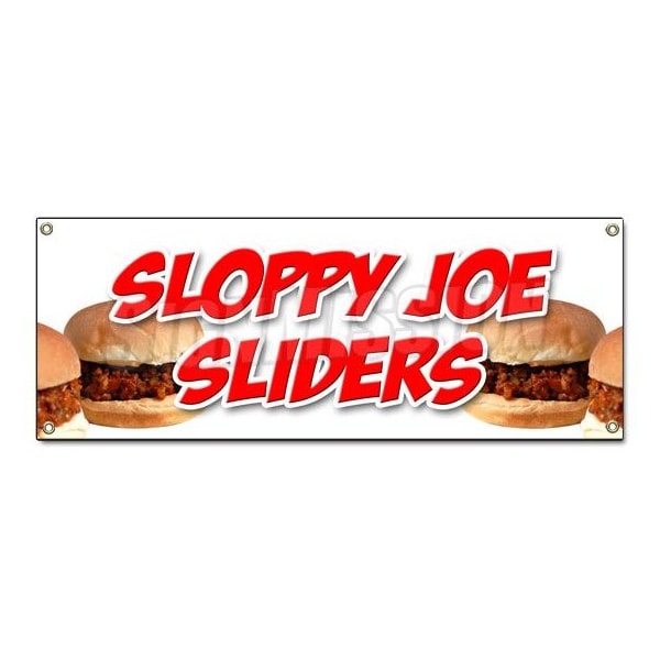 Signmission SLOPPY JOE SLIDERSBANNER SIGN beef chicken bun homemade food lunch eat B-Sloppy Joe Sliders - main